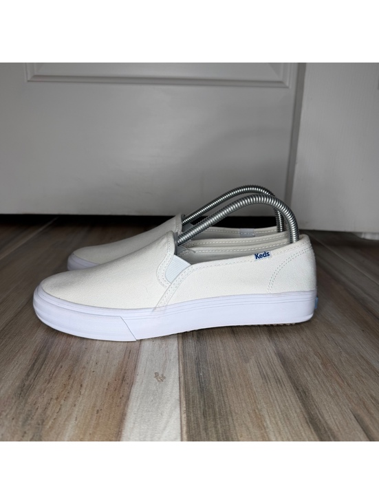 Keds Shoes - Keds Double Decker Canvas Slip On Sneaker Shoes White Womens Sz 8 WF61020